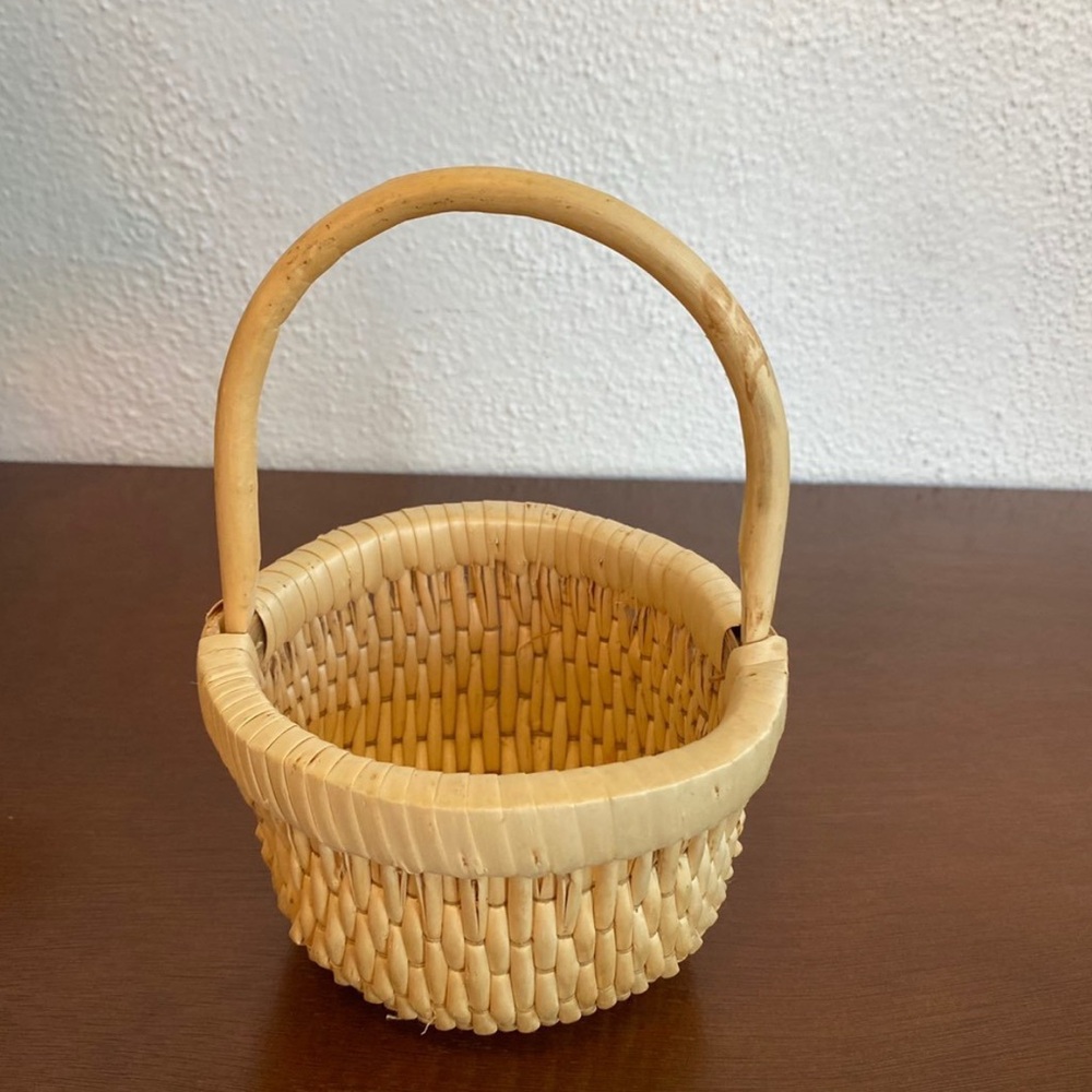 Boho Woven Basket with Handle